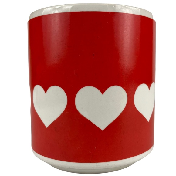 Vintage Valentines Heart-shaped Handle Unique Coffee Mug Cup Tea Love Red White - Picture 3 of 12
